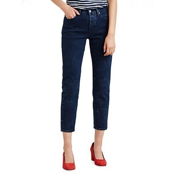 Levi's Wedgie Icon Fit Jeans in Intergalactic Dark With White Dots -  Size 26 - Picture 1 of 5